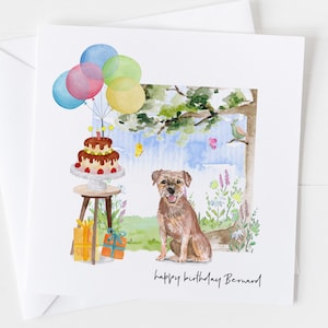 Carte d’anniversaire Border Terrier et papier d’emballage assorti, carte d’anniversaire de chien pour, carte pour animaux de compagnie, décor de cadeaux terrier, anniversaire de meilleur ami furbaby