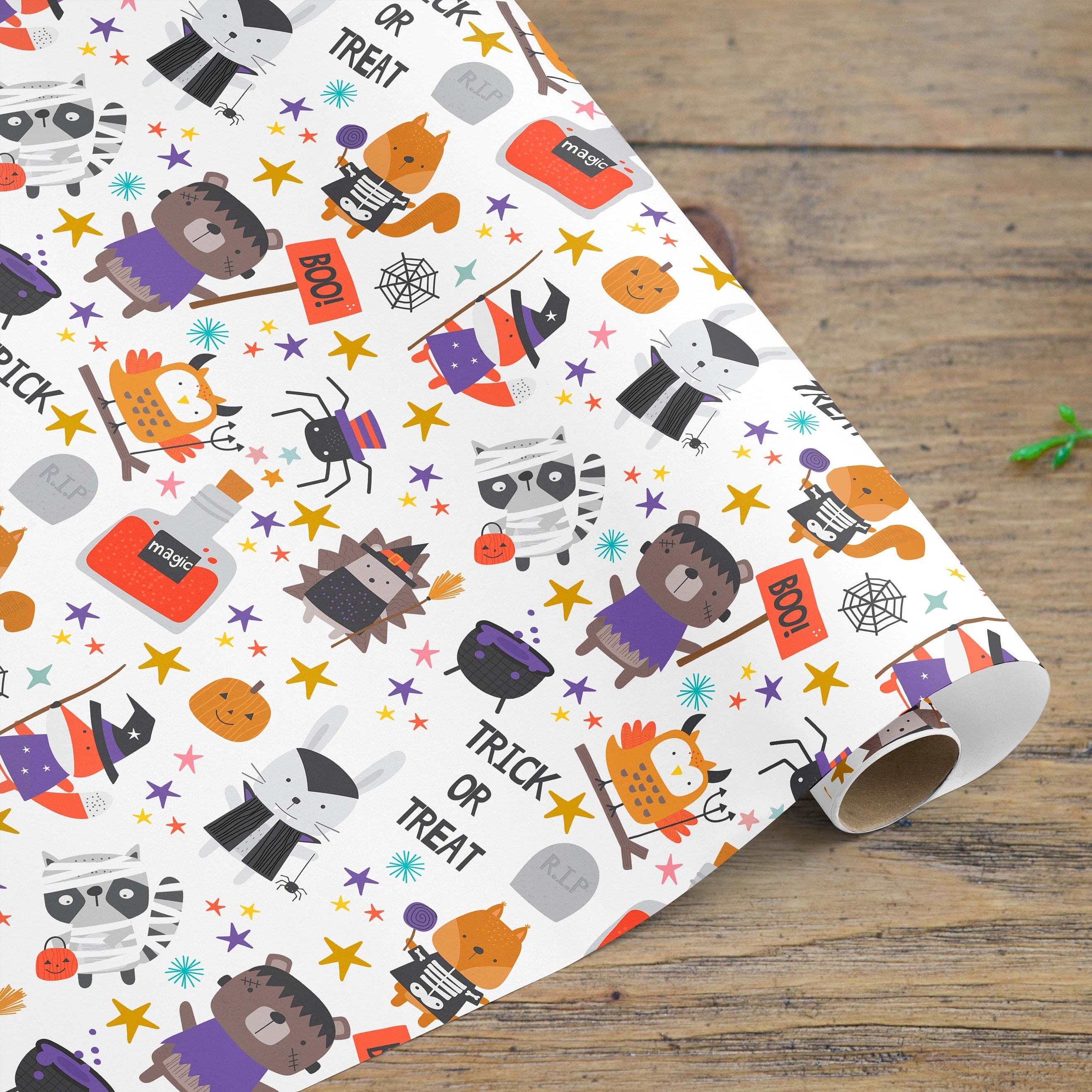 Kids Halloween Wrapping paper Halloween gift wrap Witch | Etsy