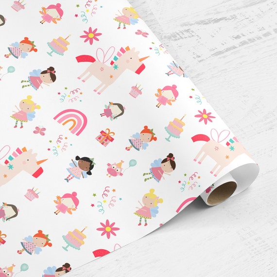 Wrapping Paper Roll, Girl Birthday Wrapping Paper Roll, Girl Fairy Wrapping  Paper Roll 