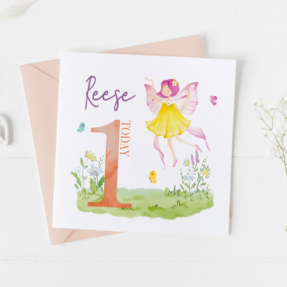 Fairy 1st Birthday Card Personalised Birthday Card girl kids | Etsy