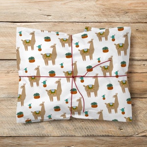 Inpakpapier alpaca, cadeauverpakking lama boerderij boer, grappige nieuwigheid dierencadeaupapier rol Verenigd Koninkrijk, verjaardagscadeau babyshower, decopatch