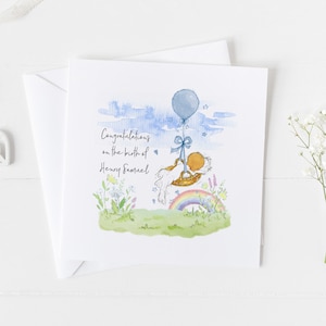 Tarjeta de bebé arco iris personalizada - Nueva tarjeta de niña bebé, Felicitaciones eres una nueva tarjeta de abuelo, tarjeta de hermana mayor, tarjeta de nueva madre