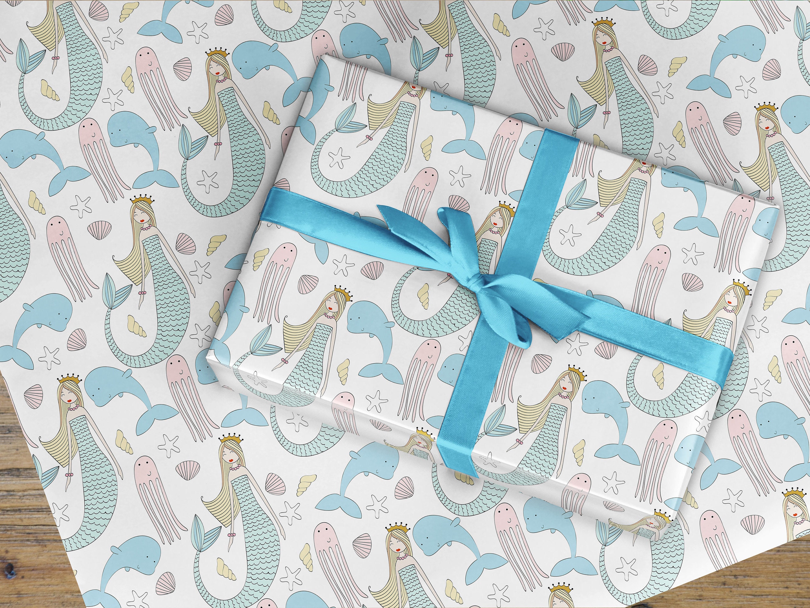 Mermaid Wrapping paper mermaid gift wrap paper Mermaid decor Etsy