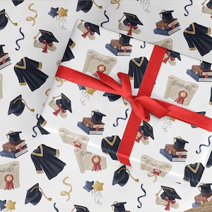 Papier d'emballage pour l'obtention du diplôme, emballage cadeau pour les diplômés, finissants universitaires universitaires, félicitations, bravo, étudiant fils, fille, petit-fils