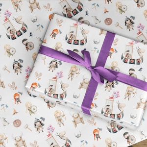 Wikinger Geschenkpapier - Richtige Geschenkpapierrolle für Kinder - Nordisches Partyzubehör - Geschenkpapierrolle Hergestellt in Großbritannien
