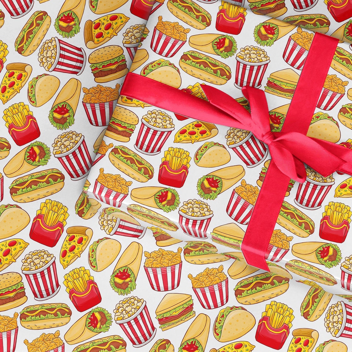 Takeaway Wrapping Paper Hamburger Chips Fried Chicken Hotdog Etsy