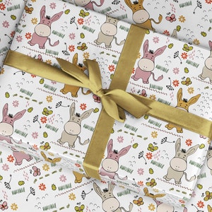 Papier cadeau âne, papier cadeau âne, emballage cadeau en papier cadeau ferme âne, papier cadeau anniversaire pour, papier cadeau amusant pour, garçons fille