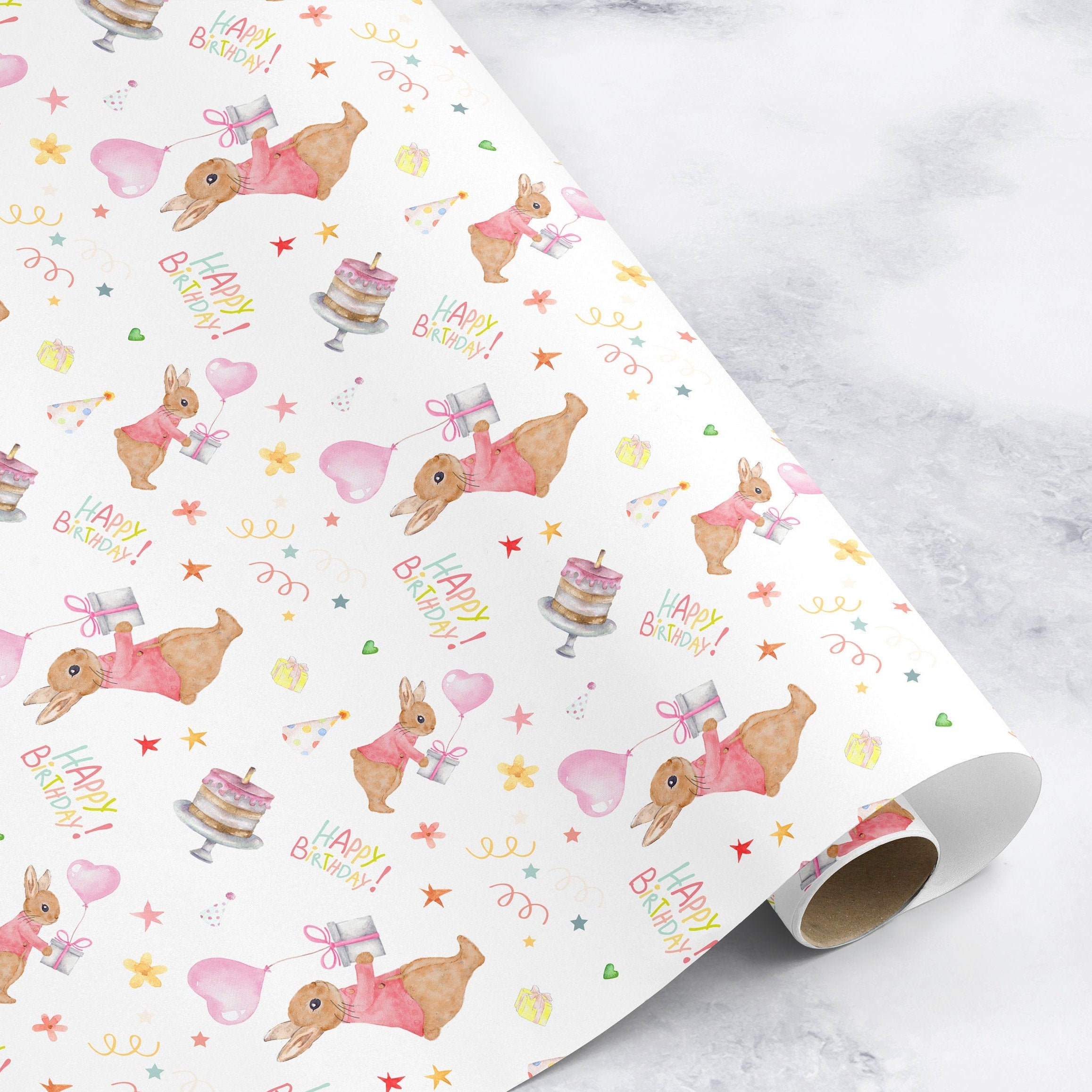 Vintage Easter Bunny Wrapping Paper Rabbit Design Easter Etsy