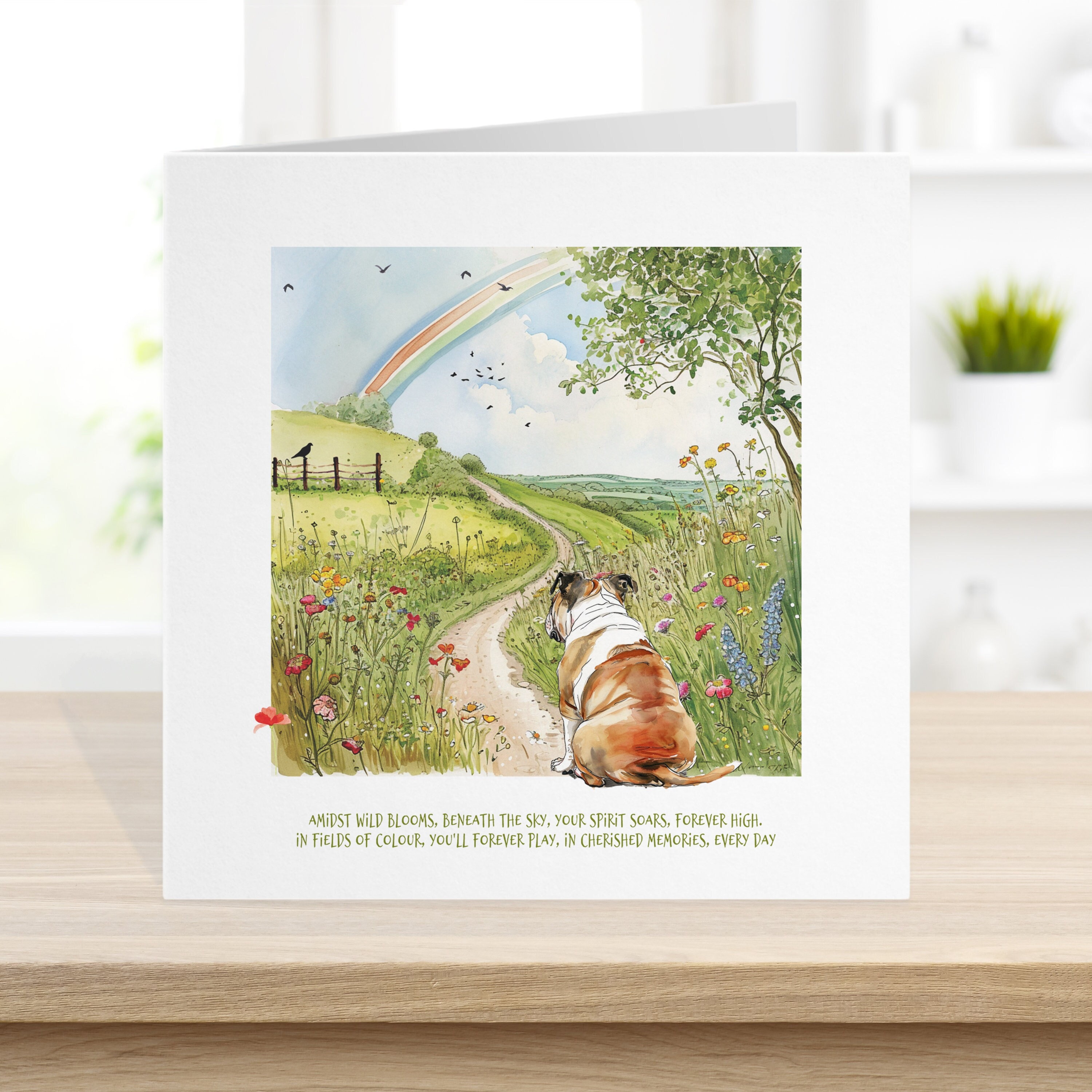 Personalised Any Breed Dog Memorial Card: Watercolor Pet Loss Sympathy Card