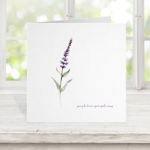 Carte commémorative de carte de sympathie, carte de deuil de condoléances avec fleur sauvage, personnalisez le devant avec des mots doux si nécessaire