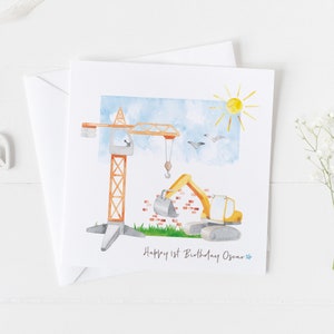 4th Birthday Wrapping Paper, Builder Construction Crane Digger Childrens  Wrapping Paper, Fourth Birthday Gender Neutral, Wrapping Paper 