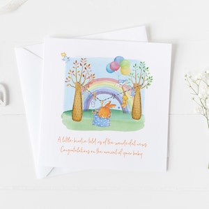 New Kids Baby Card, nueva tarjeta de nieto personalizada, tarjeta de bebé arco iris