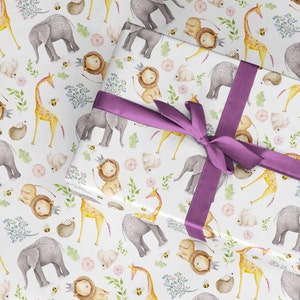 Safari Giraffa Leone Elefante Carta da regalo per battesimo, carta da regalo per compleanno, carta da regalo per bambine e bambini