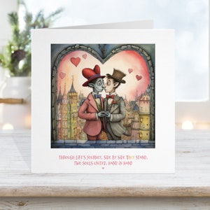Eigenzinnige mannen Gay Valentines Card & Paper, Bear LGBTQIA+ Twee mannen man hem hij zij, Hart inpakpapier, Huwelijksverjaardag Huwelijk Liefde 9