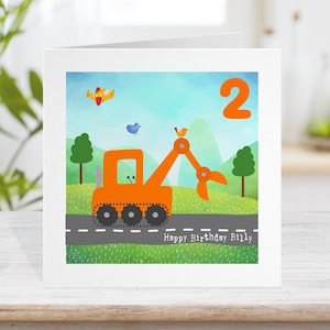 Biglietto carino personalizzato per qualsiasi età, compleanno di Digger 1° 2° 3° 4° 5° nipote operaio edile 30° 40° 50° pensionamento, dumper per camion