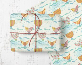 Mermaid Tail Wrapping Paper, Kids Birthday Gift Wrap