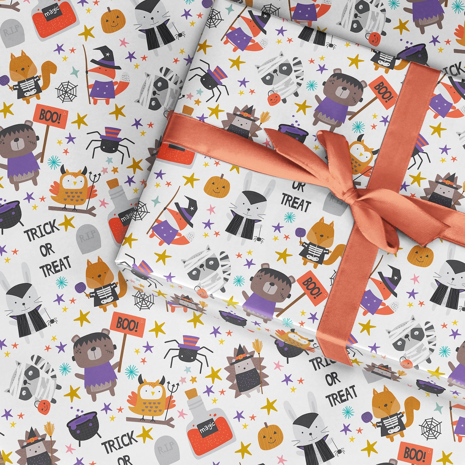 Halloween Wrapping Paper Roll Fun Kids Wrapping Paper Witch Etsy