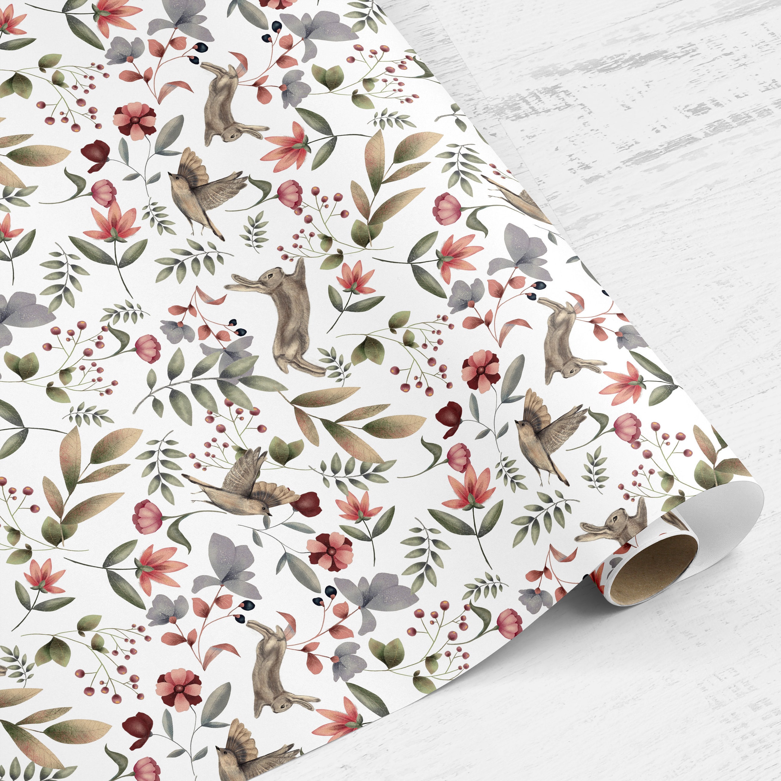 Wrapping Paper Roll Hare Wrapping Paper, Woodland Birthday