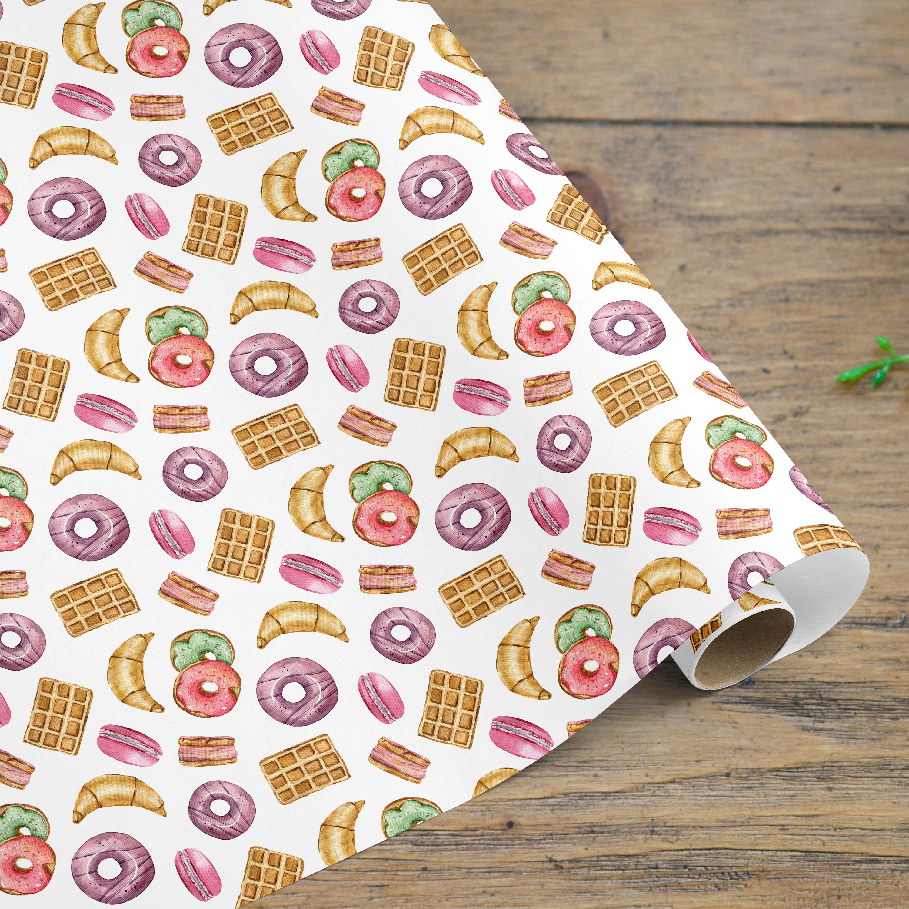 Donut Wrapping Paper Roll Waffle Wrapping Paper Food Etsy UK