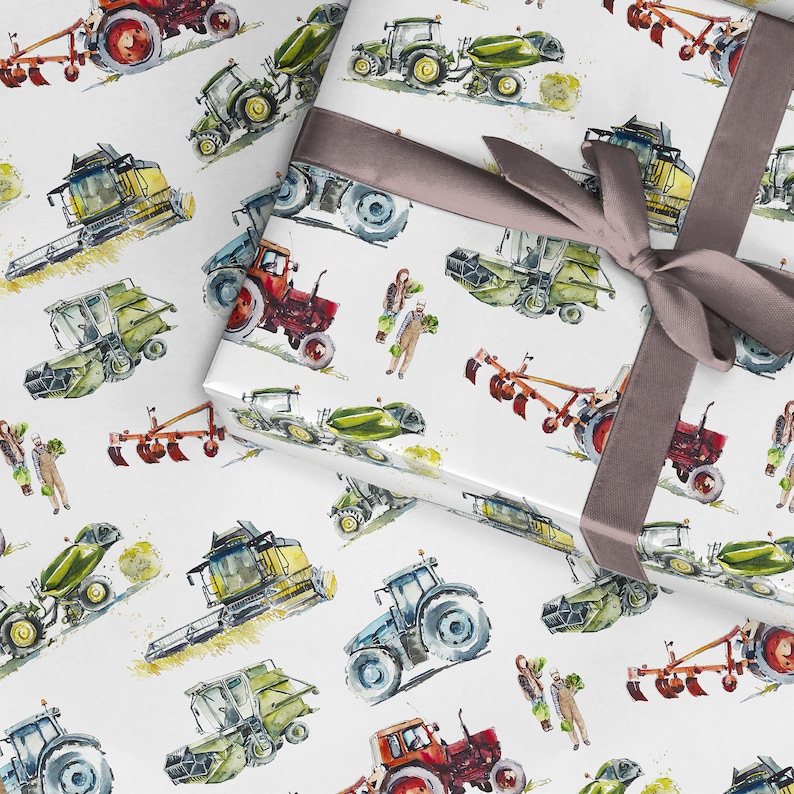 Tractors Wrapping Paper Tractor Farm Wrapping Paper Farmer Etsy UK