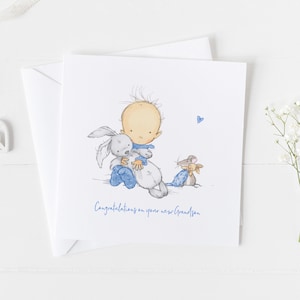 Nuevo niño bebé, nueva tarjeta de nieto personalizada, felicitaciones papel de envolver bebé