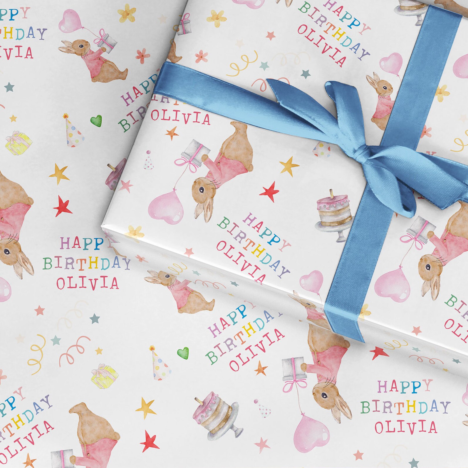 Kids Personalised Birthday Girl Wrapping paper, Any age Any name