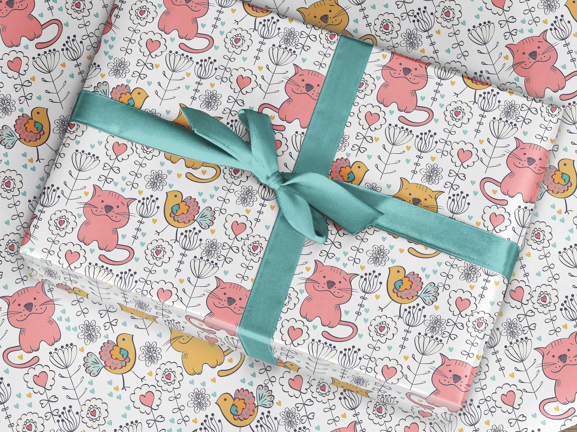 Cats Wrapping Paper Cat Gift Wrap Paper Fun Cat Paper Etsy