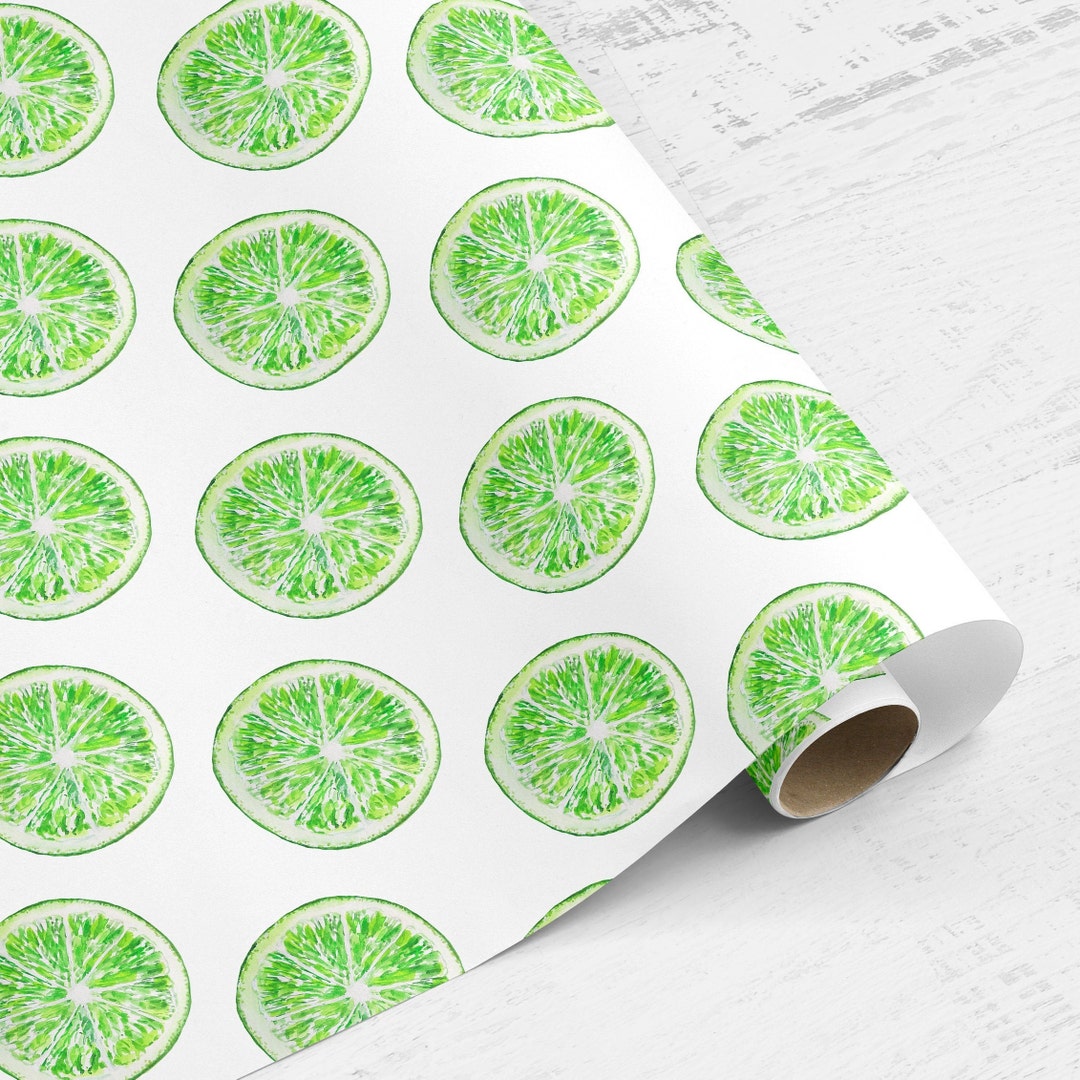 Lime Wrapping Paper Roll Fruit Lime Wrapping Paper Fun Etsy