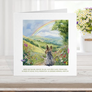 Yorkshire Terrier Dog Memorial Card, Rainbow bridge Tarjeta de pérdida de mascotas tarjeta de duelo de animales, perdón por su tarjeta de perro perdida, tarjeta puesta a dormir,