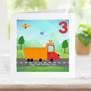 Tarjeta personalizada de cualquier edad, Tipper Skip Cumpleaños 1º 2º 3º 4º 5º nieto trabajador de la construcción 30º 40º 50º jubilación, volcador de camiones