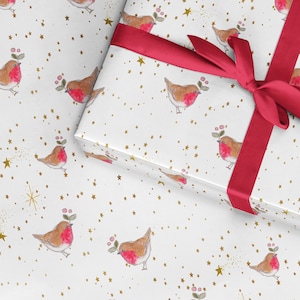 Papier cadeau de Noël Robin, emballage cadeau de Noël, emballage commémoratif, papier cadeau belle étoile en rouleau ou en feuilles, cadeau gui oiseau
