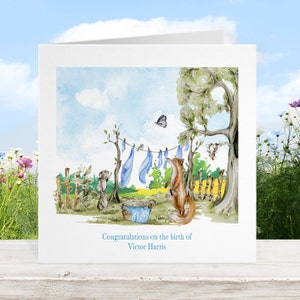 Nouvelle carte bébé, garçon fille neutre en matière de genre, rose bleu gris, félicitations fils fille, baptême, bébé et cartes d’attente #2