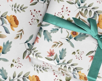 Woodland Floral Wrapping Paper Roll: Botanical Gift Wrap