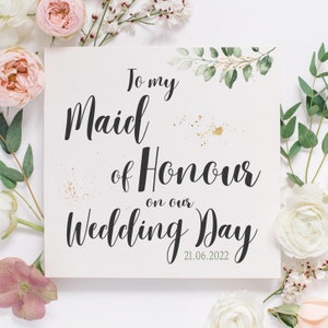 Biglietto di ringraziamento personalizzato damigella d'onore della sposa, biglietto d'onore, moh thank, ringraziamento nuziale nuziale, biglietto di fiori di eucalipto