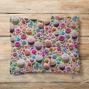 Papier d'emballage cadeau de Pâques 3D, effet de broderie 3D, couture d'oeufs de Pâques sur papier, jour du lapin de Pâques, rouleau d'emballage cadeau boho hippie Royaume-Uni, couture