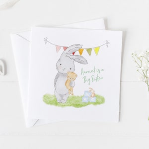 Tarjeta de bebé nueva personalizada para niños v5, Felicitaciones, eres una nueva tarjeta de abuelo, tarjeta de hermana mayor, tarjeta de nueva madre, nuevo papel de regalo para bebés