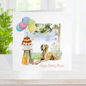 Carte d’anniversaire Saluki et papier d’emballage assorti, tout âge, carte d’anniversaire de chien pour, carte de lévrier persan, anniversaire furbaby, chien gazelle