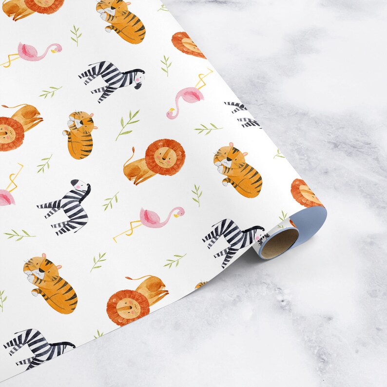 Bunny Floral Baby Gift Wrap, Whimsical Nursery Paper image 5