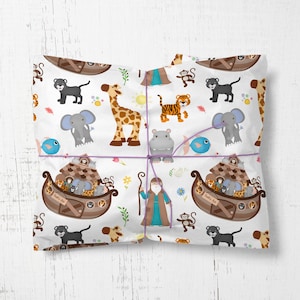 Papel de regalo para bautizo del Arca de Noé, Papel de regalo para ahijado, Papel de regalo para padrino, Papel de regalo para madrina, Papel de regalo para bautismo