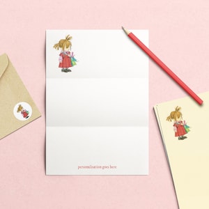 10x Juego de escritura de la escuela para niñas, Relleno de medias con pegatinas y sobres, Papel de escritura Ivory Childrens Letter, Escritura personalizada
