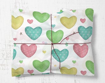 Pastel hearts Wrapping paper, Cute Valentine wrapping paper, Wrapping paper for, Wrap your gifts in beautiful wrapping paper, wife gift