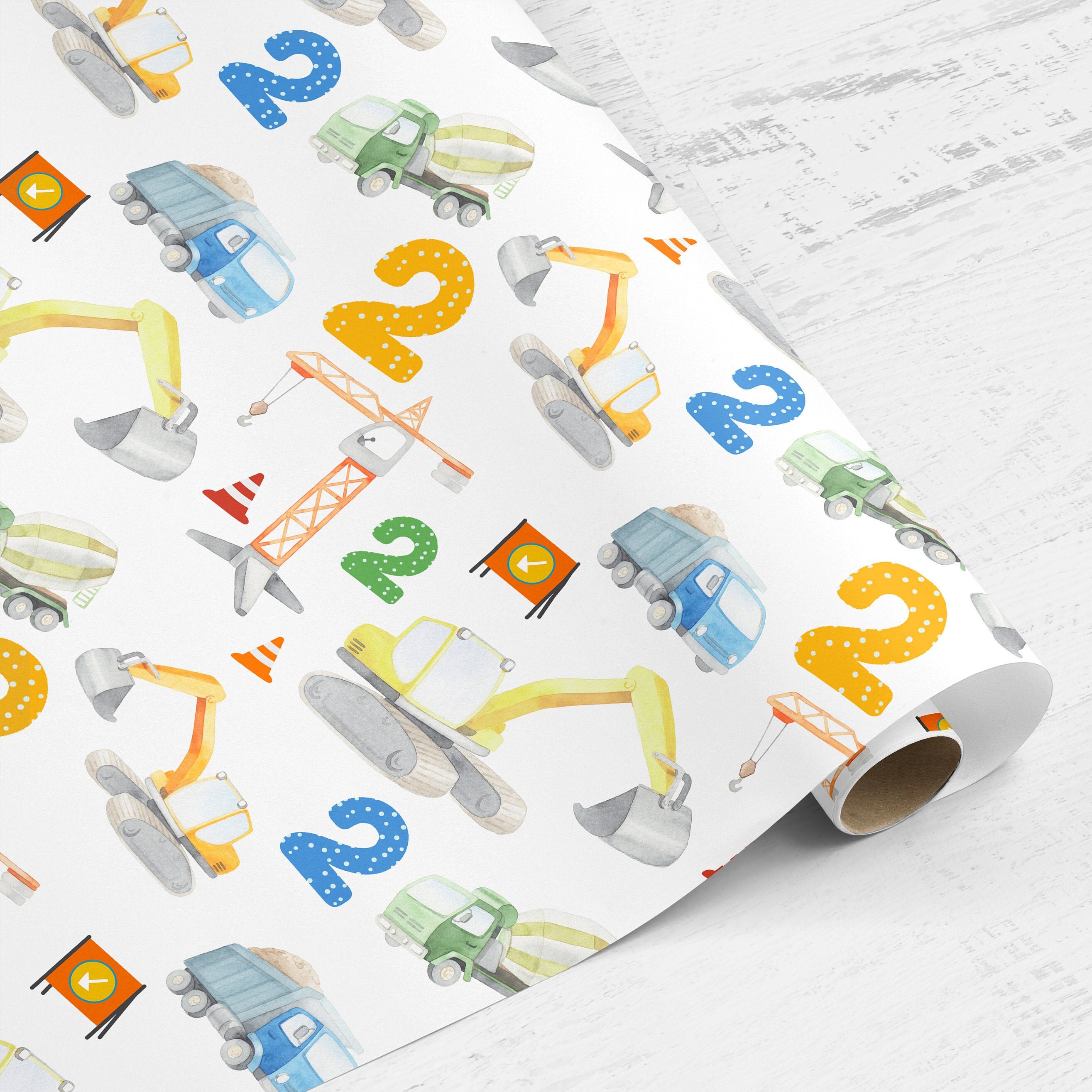 Paper Gift Wrapping Paper & Party Supplies Construction Birthday Paper