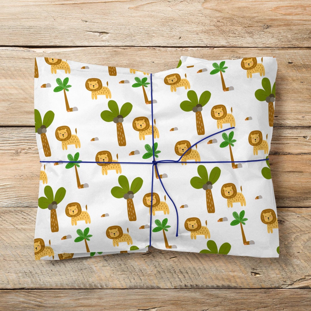 Lion Wrapping Paper Jungle Safari Gift Wrap Funny Novelty Etsy