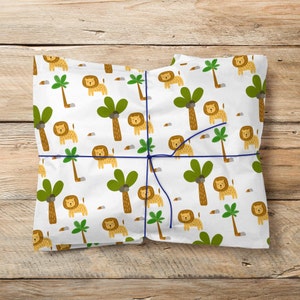 Carta da regalo leone, carta da regalo safari nella giungla, rotolo di carta da regalo con divertenti animali novità nel Regno Unito, carta da regalo per baby shower e compleanni, decopatch
