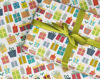 Christmas Presents Wrapping Paper, Boxes Gift Wrap, Secret Santa Christmas Gift Wrap, Christmas Wrapping Paper UK 1