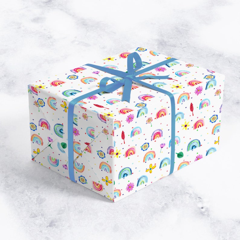 Rainbow Baby Wrapping Paper Flower Gift Wrap Gift Wrapping Etsy