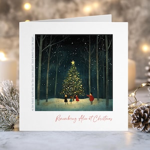 Biglietto di Natale commemorativo, biglietto di perdita Forest Tree Heaven, In memoria di ..., Biglietto di Natale, Biglietti di condoglianze, dolore e lutto