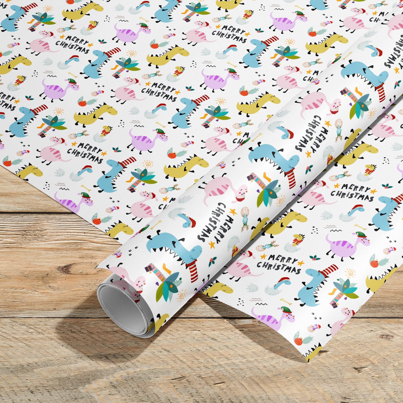 Custom DINO Birthday Gift Wrapping Paper, Personalized Dinosaur Theme Happy  Birthday Wrapping Paper Roll, Kids Name Birthday Wrapping Paper 