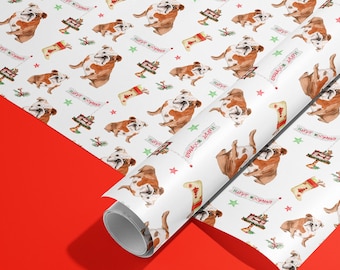 English Bulldog Christmas Wrapping Paper Roll: Bully Breed Gift Wrap