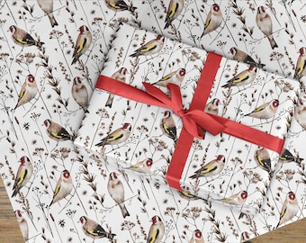 Wrapping Paper Roll,  Bird Goldfinch ornithology paper